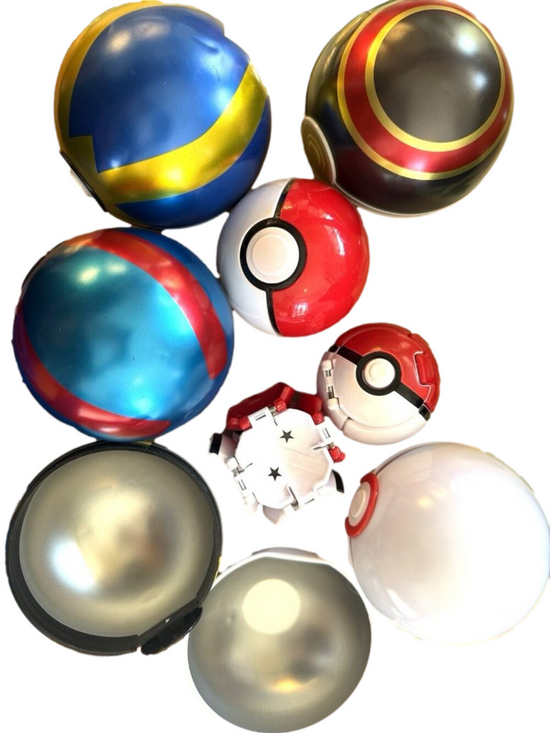 Tomy Other - 8 pc Lot 5 Large Pokemon Balls 2 Throw N Pop 1 Zanzoon Talking Electronic Ball